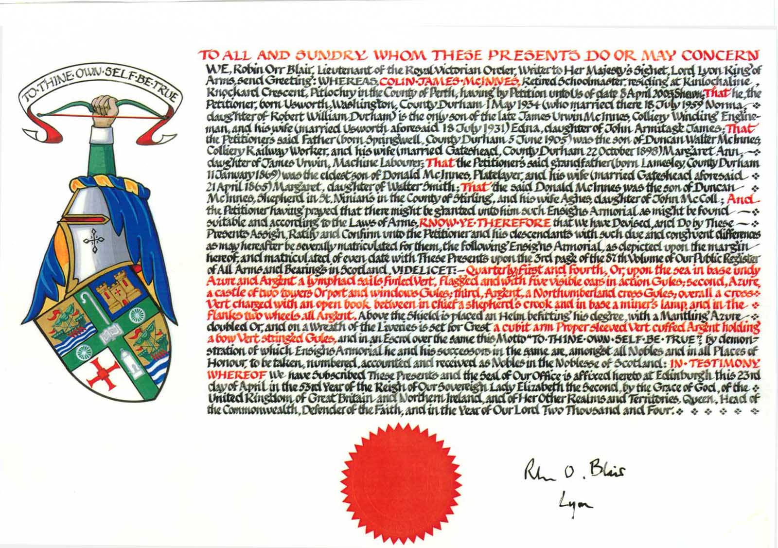 Colin James MacInnes Letter Patent
