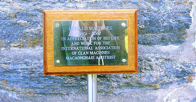 Donald MacInnes bench sign